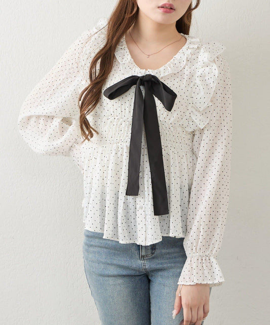 [continuer] Shirring Peplum Blouse