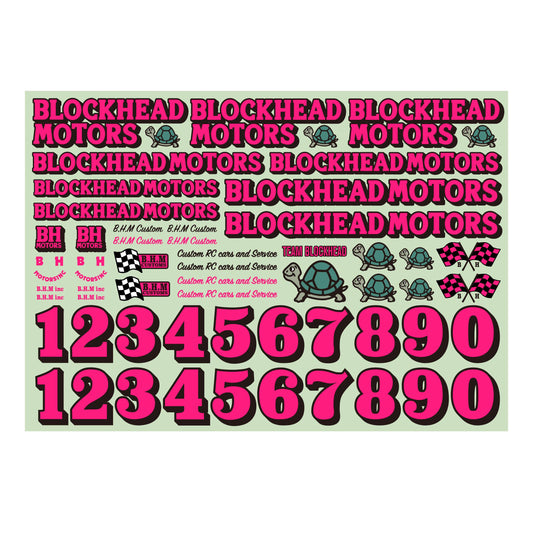 BLOCKHEAD MOTORS Original Decal Sheet [Fluorescent Pink]
