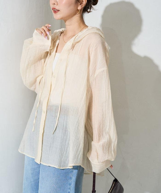 Hooded Sheer Oversized Button Shirt [Limited Distribution]