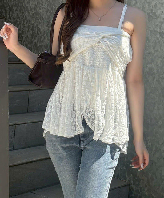 [continuer] Cute Ribbon Twist Camisole Blouse