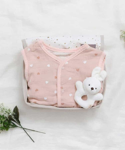 Soft Touch! Heart Pattern Gauze Sleeper Gift Set