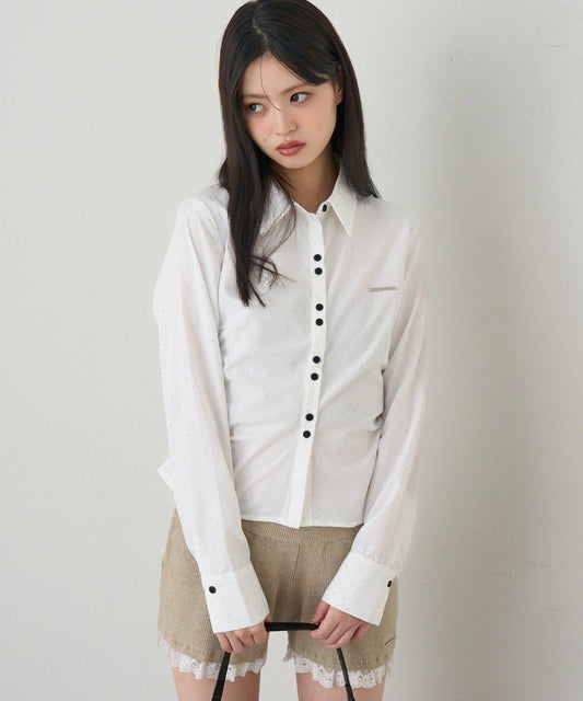 Embroidered Compact Shirt (Rhinestone Stripe)