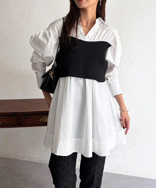 Knit Bustier Docking Shirt