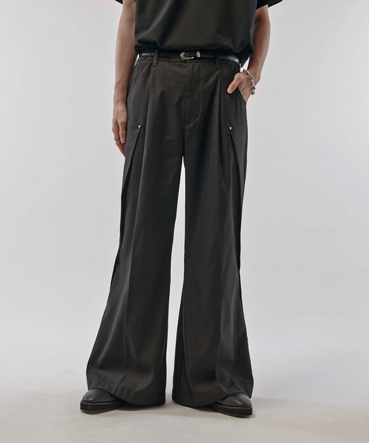 [Neucon] Side Wrap Wide Flare TR Slacks Pants