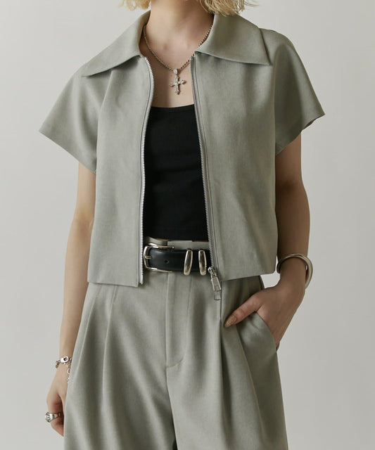 【Lui's】【mi-planning】ZIP Short Sleeve Shirt Jacket