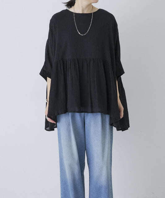Cotton Crepe Gathered Blouse