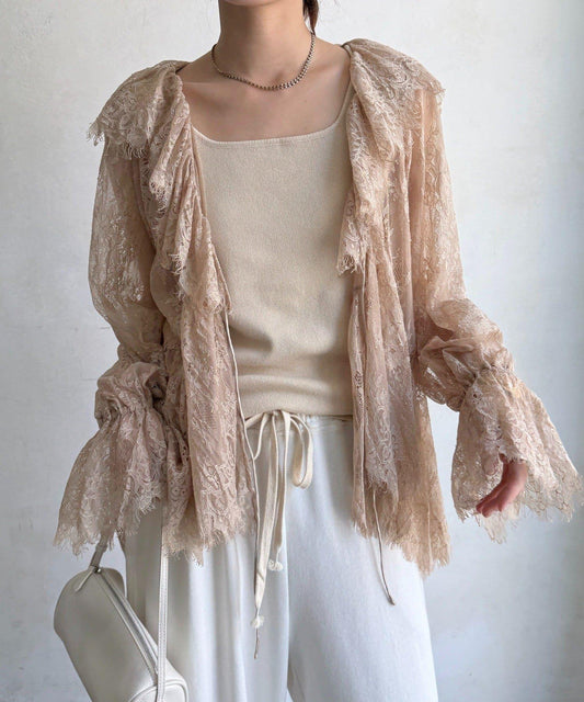 Lace Frill Blouse Cardigan