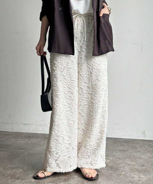 [WEB Limited] Organza Cut Jacquard Easy Pants