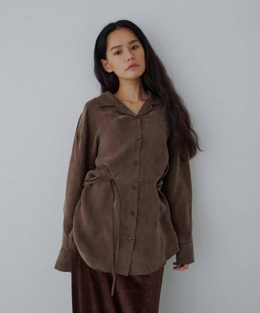 [SET UP] Suede-like Cupro Shirt
