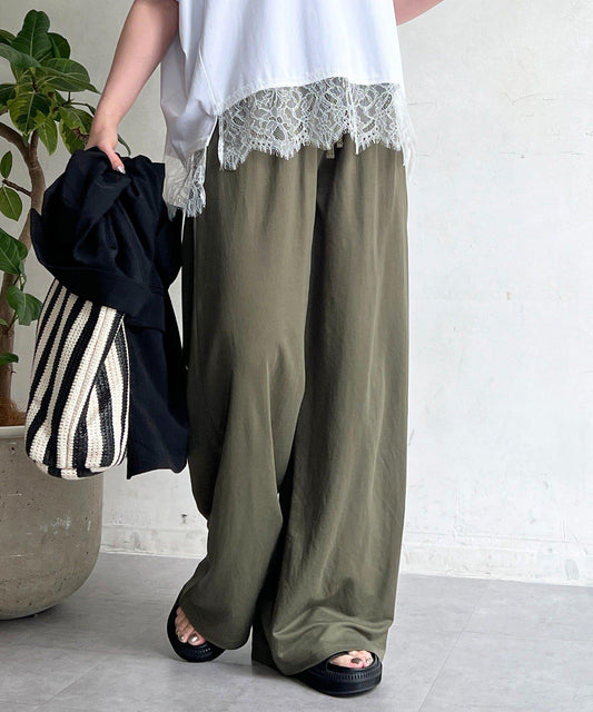 Pique Knit Wide Pants