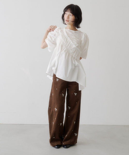 Check & Stripe Front Ribbon Shirt
