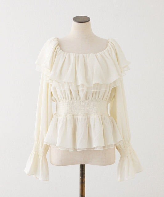 Ruffle Shirring Blouse