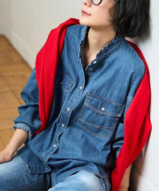 Exclusive FRILL COLLAR DENIM SHIRTS