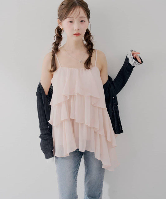 [continuer] Feminine Tiered Camisole Tunic