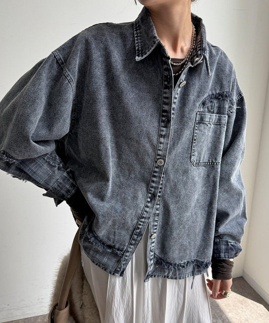 [WEB Limited] Damaged Denim Shirt