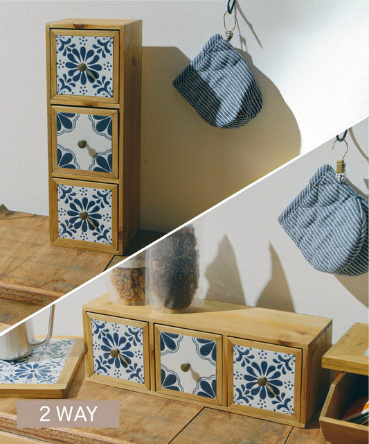 2-way Tile 3-Drawer Box / Natural Tile