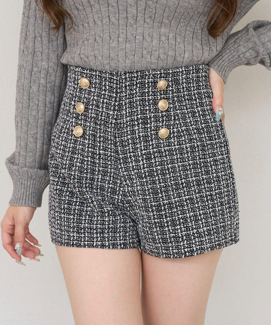 [continuer][Setup Available] Gold Button Tweed Short Pants