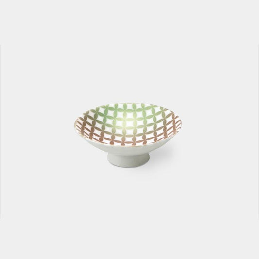丸モ高木陶器 Green Luster Shippō Mino-yaki Flat Sake Cup