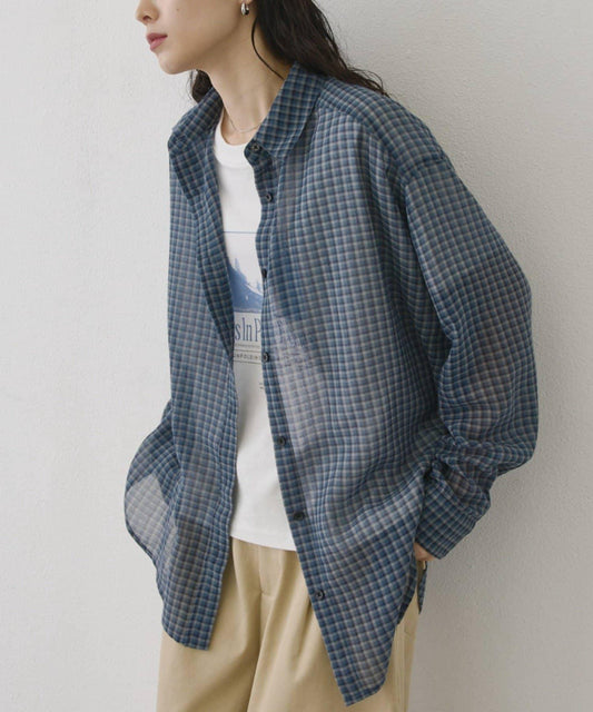 Sheer Check Oversized Shirt