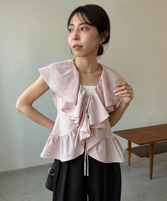 New Color Pink Frill Collar Blouse