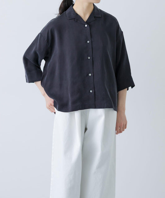Cupro Open Collar Shirt