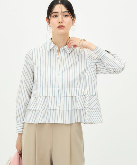 Washable Pearl Button Peplum Blouse