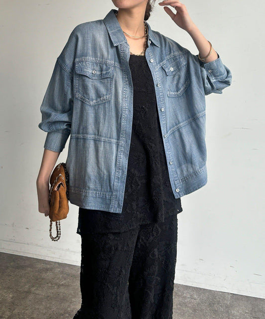 Sheer Denim Blouson Shirt [WEB Limited]