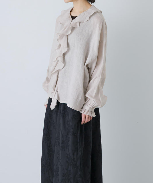 Light Linen Frill Collar Shirt