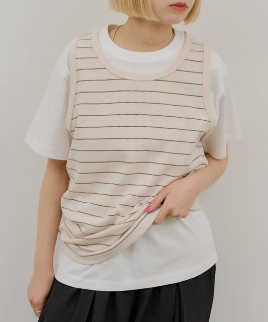 【WHIMSIC/2 sizes available】Thermal Border Tank Top