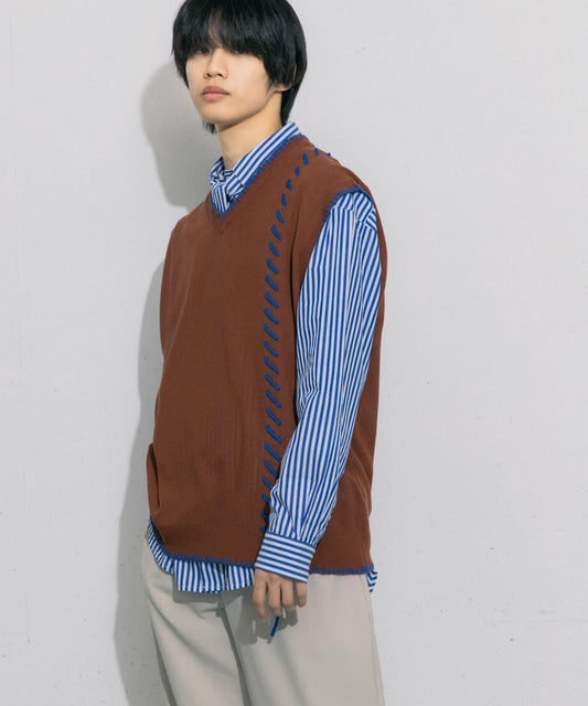 Blanket Stitch V-Neck Vest