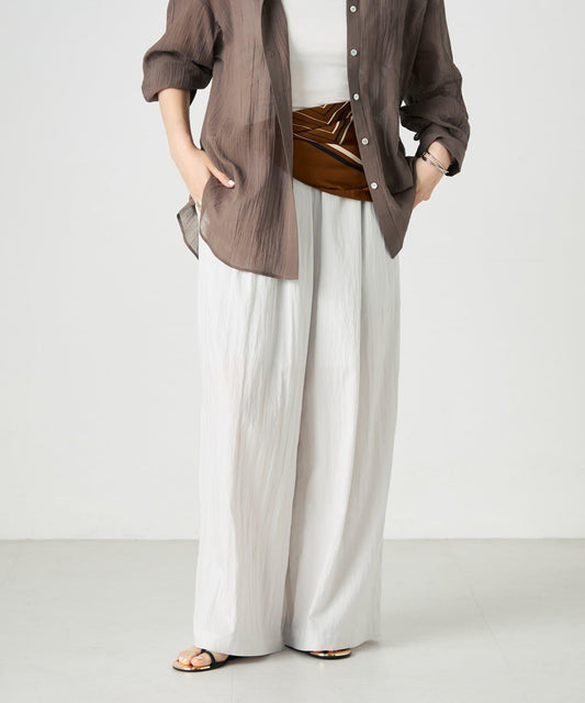 [WEB & Some Stores Limited Size] Soft Typewriter Tucked Gather Wide Pants