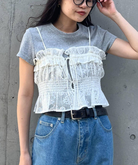 2-Way Assorted Lace Shirring Bustier