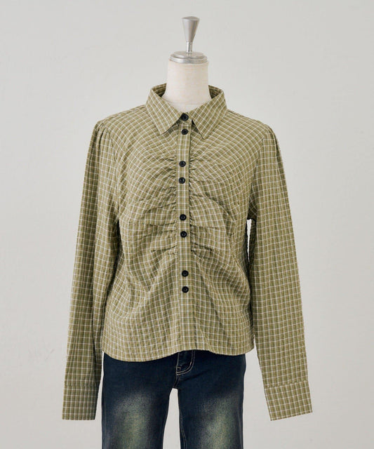 [ANOTHER BRANCH] Check Gathered Blouse