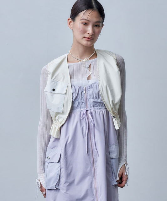Recycled Polyester Gathered Short Gilet
