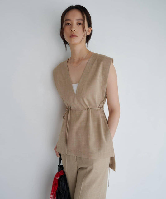 [SHENERY][SET UP] Slub Yarn V-Neck Vest