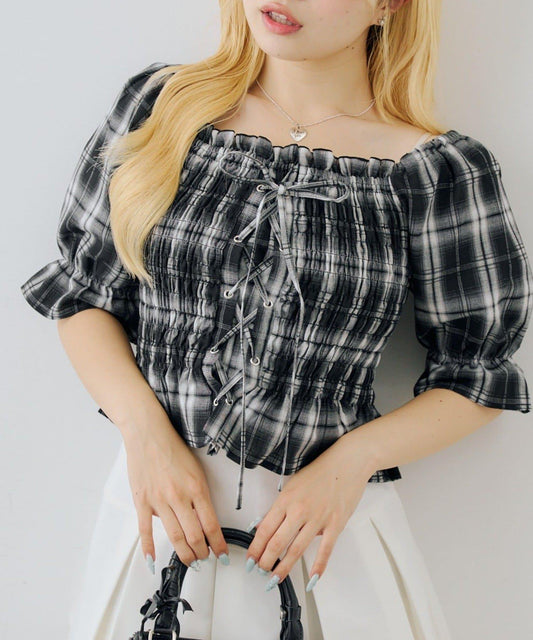 【ANOTHER BRANCH】Lace-up Blouse