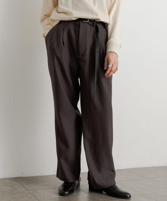 Wool-like Double Tuck Wide Pants