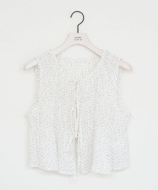 [Front and Back 2-way / WEB Exclusive] Dot Shirring Sleeveless Blouse