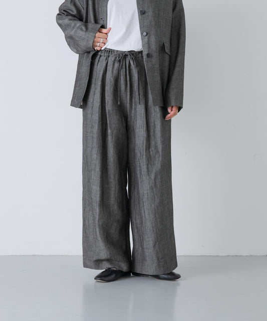 Wool Linen Coat Belt Pants