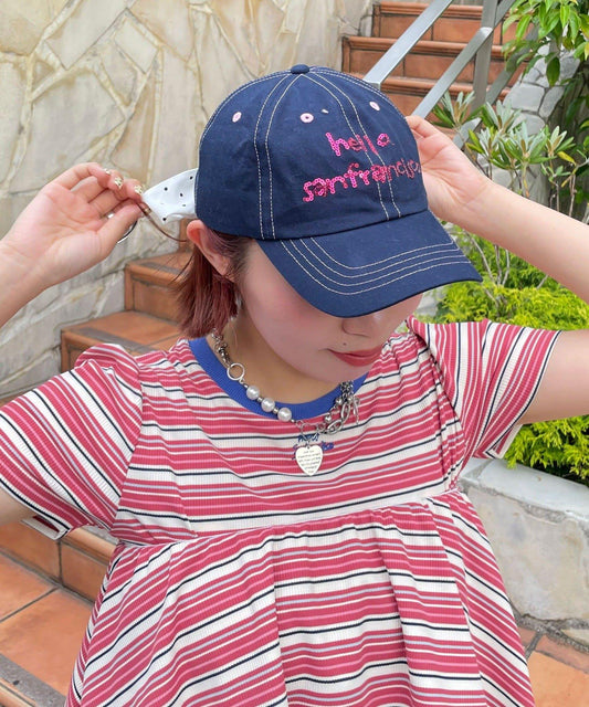 [HELLO.SANFRANCISCO] Sequin Logo Ribbon Cap