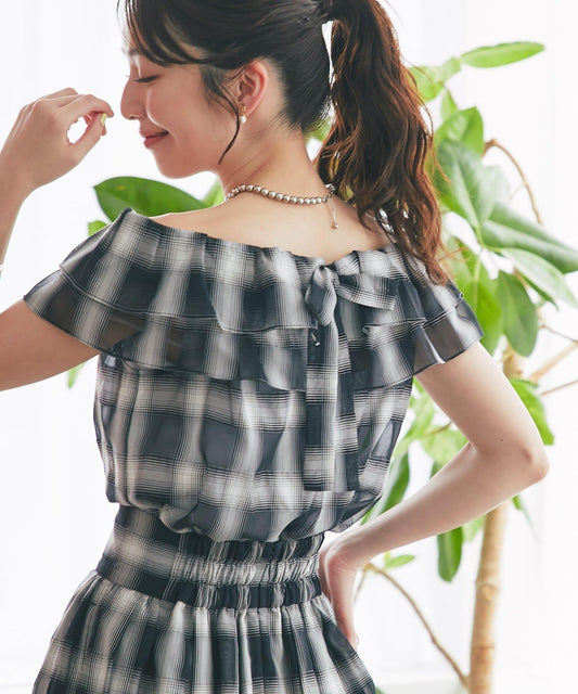 Sheer 2-Way Frill Off-Shoulder Blouse