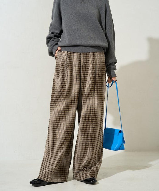 <Setup Compatible> Wool-like Check Tuck Pants [Limited Distribution]