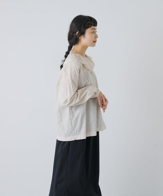 Frill Neck Dot Blouse
