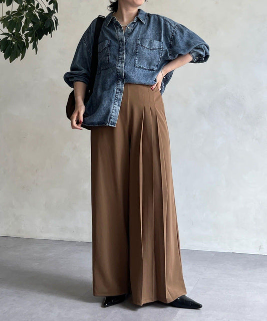 Georgette Side Pleat Pants